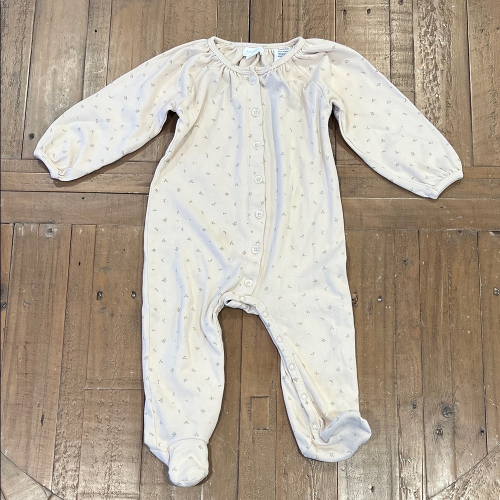 Jamie Kay floral long sleeve footed romper girls size 2 Cottagecore neutral